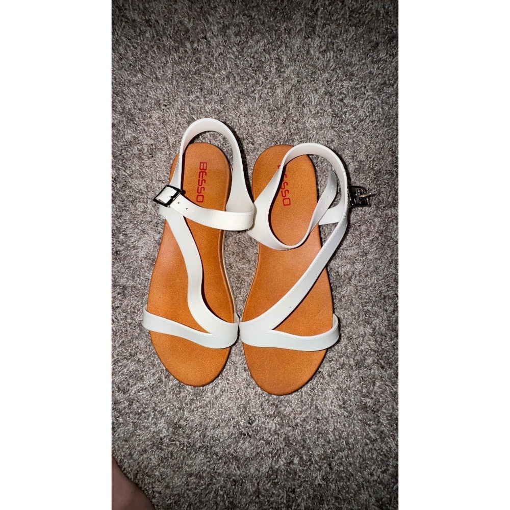 Besso White Ankle Strap Sandals Size 8